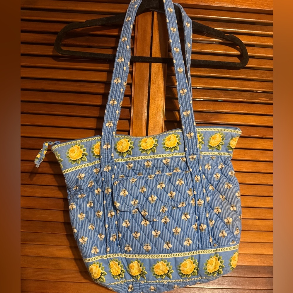 Vintage Retired Vera Bradley Floral Bumble Bee Quilted Tote Bag